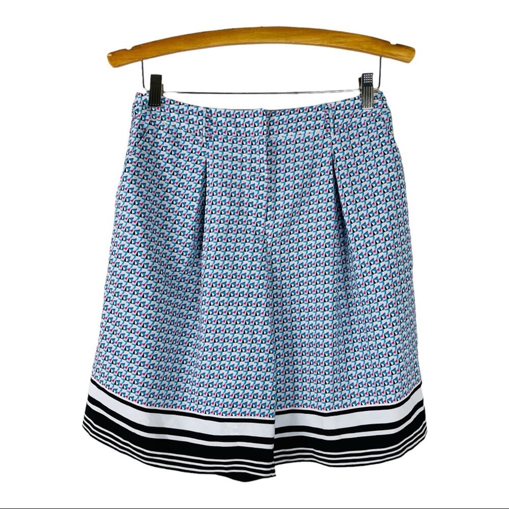 Forever 21 blue pink geometric abstract pleated lightweight Bermuda shorts XS